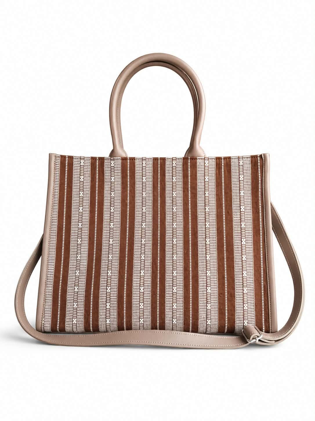 Brown Ambahan woven bag with its shoulder strap