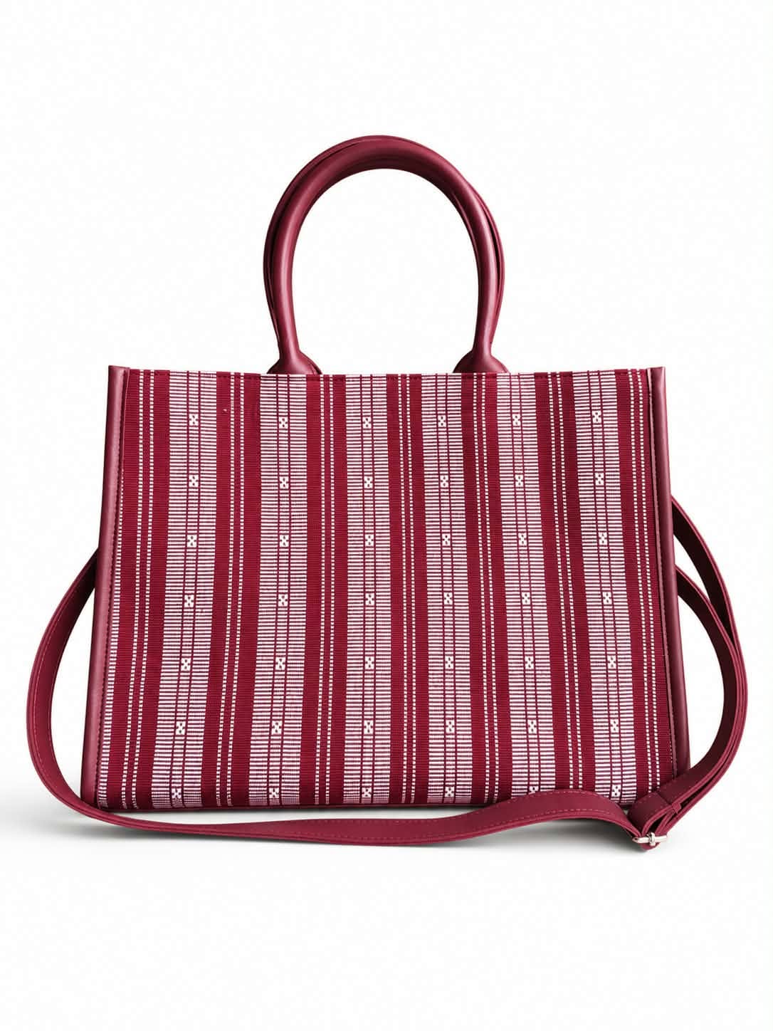 Maroon Ambahan woven bag with its shoulder strap